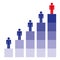 Levels. Successful business motivation concept, chart with business people.