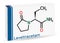 Levetiracetam molecule. It is pyrrolidine, anticonvulsant medication used to treat epilepsy. Skeletal chemical formula. Paper