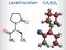 Levetiracetam molecule. It is pyrrolidine, anticonvulsant medication used to treat epilepsy. Structural chemical formula and