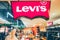 Levi`s Logo on Storefront at Leviâ€™s Store in Department Store,Thailand. Leviâ€™s is an American clothing company