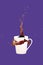 Levitating coffee mug with splashes. Coffee concept. Minimal art