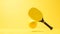 Levitating Pickleball Set. Mockup Yellow Pickleball Paddle and Ball on Monochrome