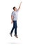 Levitation. Young Man Walking Jumping on Air