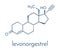 Levonorgestrel contraceptive pill drug molecule. Skeletal formula.