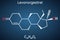 Levonorgestrel progestin molecule. It is synthetic progestogen, contraceptive. Structural chemical formula and molecule model