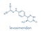 Levosimendan heart failure drug molecule. Skeletal formula.