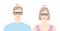Lexington frame glasses on women and men flat character fashion accessory illustration. Sunglass front view silhouette