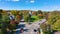 Lexington town center aerial view at fall, Massachusetts, USA