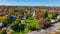 Lexington town center aerial view at fall, Massachusetts, USA