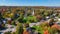 Lexington town center aerial view at fall, Massachusetts, USA