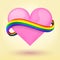 LGBT Background heart and rainbow ribbon.