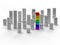 LGBT city future architecture on isolated background with cube rainbow buildings