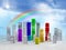 LGBT city future architecture on sky rainbow background with cube  buildings