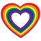 LGBT color heart. Rainbow colored heart. Gay Pride. Sticker, patch, T-shirt print, logo design. Lesbian, gay, bisexual,