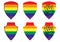 LGBT color shields. Collection of shields for protecting lesbian, gay, bisexual, transgender. Rainbow colored, protection icons.