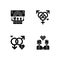 LGBT community black glyph icons set on white space