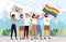Lgbt community together with rainbow flags