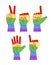 LGBT concept vector for t-shirt, banner, poster, web on the white background. Hands are painted in LGBT pride rainbow colors