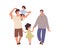 Lgbt couple men walking with children icon, gay couple with son and daughter, male friendship, young fathers take care