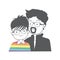 LGBT couple, two men in relationship, freedom in sex taste, bisexuality, flat design characters, cute LGBT people