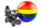 LGBT flag with indoor powerchair or electric wheelchair, 3D rendering