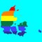 Lgbt Flag Map Of Denmark Vector illustration.