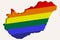 LGBT flag map of hungary vector 3D