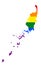 LGBT flag map. Vector rainbow map in colors of LGBT lesbian, gay, bisexual, and transgender pride flag