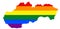 LGBT flag map. Vector rainbow map in colors of LGBT lesbian, gay, bisexual, and transgender pride flag