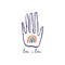 LGBT hand, stop homophobia, hand print with hand drawn rainbow, human rights observance. Lesbian, gay, bisexual, trans and