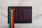 LGBT initailization lesbian gay bi sexual transgender sign with rainbow colored art pencils