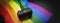 LGBT Law, Gay marriage. Judge gavel on rainbow color textile, close up. 3d render