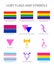 LGBT movements pride symbols and flags set