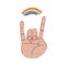 LGBT poster design. LGBT concept. LGBT rainbow between fingers