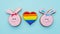 lgbt pride gay love rabbit couple rainbow heart