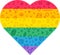 Lgbt pride rainbow flag in heart forms set vector