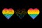 Lgbt pride rainbow flags in heart forms set vector