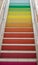 LGBT Pride rainbow staircase with a different colour on each step