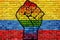 LGBT Protest Fist on a Colombia brick Wall Flag