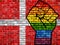 LGBT Protest Fist on a Denmark Brick Wall Flag
