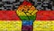 LGBT Protest Fist on a Germany brick Wall Flag