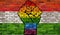 LGBT Protest Fist on a Hungary Brick Wall Flag