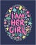 lgbt quote I am her girl, She is my girl concept, print, postcard, banner in a beautiful thematic frame of hearts, flowers, crowns