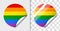 LGBT rainbow colored sticker for freedom and equality celebration. Pride month avatar background or icon.