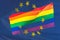 LGBT Rainbow flag blended with European Union Flag