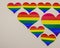 LGBT rainbow hearts pattern. Rainbow of LGBT colors.