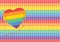 LGBT rainbow knitted illustration with stitched heart, needle and thread. Vector illustration for pride flag, rainbow background.