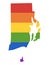 LGBT Rainbow Map of USA State of Rhode Island