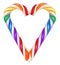 LGBT rainbow sweet lollipop stick cane symbol love heart shape
