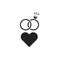 LGBT wedding black glyph icon. Same-sex family. Rainbow free love concept. Gay, lesbian marriage. Sign for web page, mobile app,